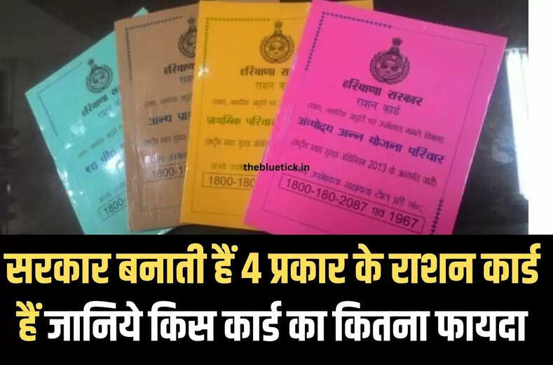 Ration Card Benefits :&nbsp;सरकार बनाती हैं 4 प्रकार के राशन कार्ड हैं, जानिये किस कार्ड का कितना फायदा